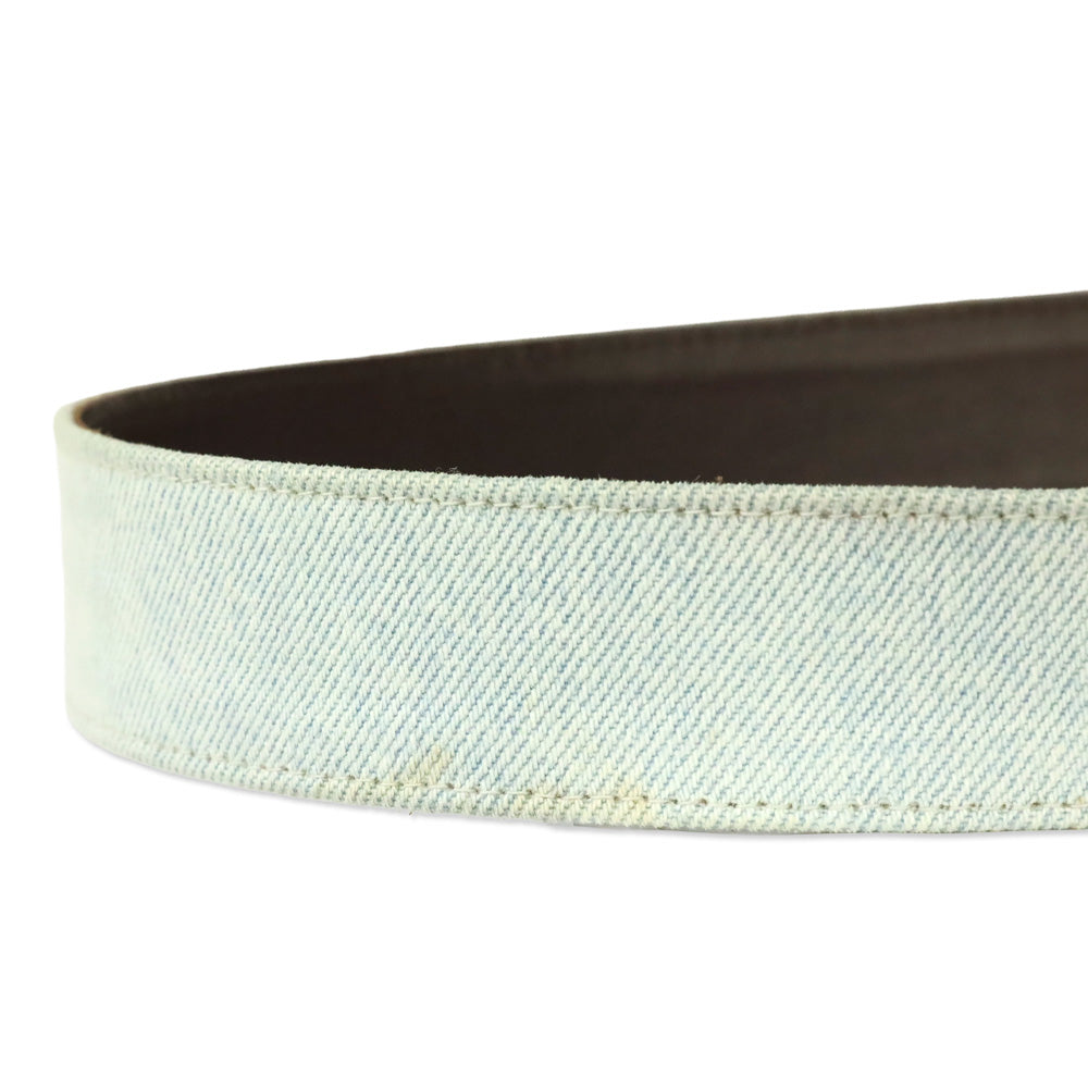 Dolce & Gabbana Light Wash Denim Crystal Logo Belt
