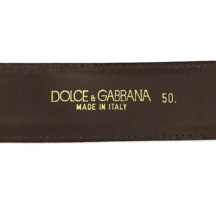 Dolce & Gabbana Light Wash Denim Crystal Logo Belt