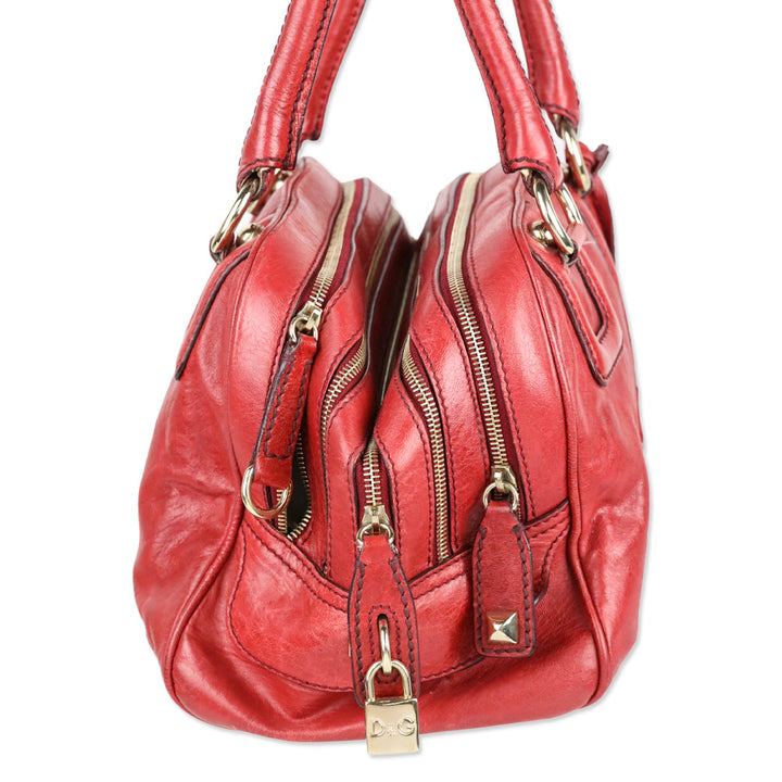 Dolce & Gabbana Lily Red Leather Zipper Doctor Bag