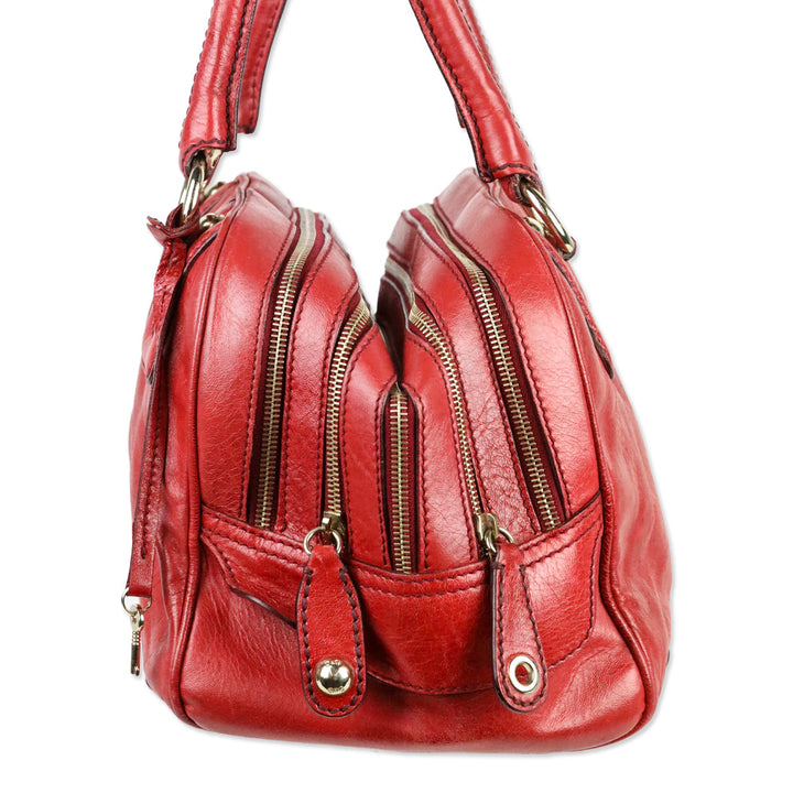 Dolce & Gabbana Lily Red Leather Zipper Doctor Bag