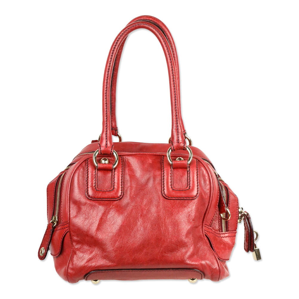 Dolce & Gabbana Lily Red Leather Zipper Doctor Bag