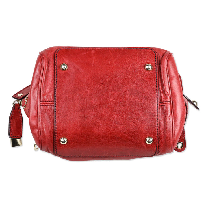 Dolce & Gabbana Lily Red Leather Zipper Doctor Bag