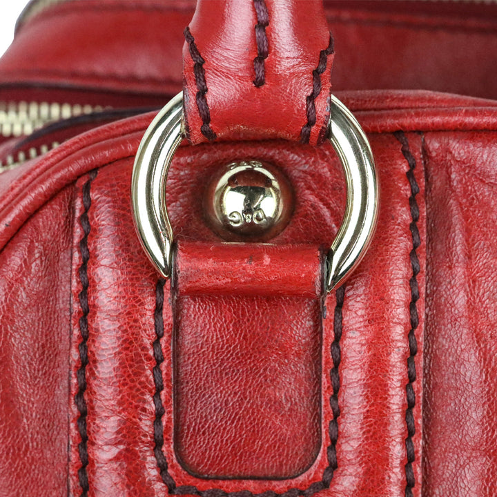 Dolce & Gabbana Lily Red Leather Zipper Doctor Bag