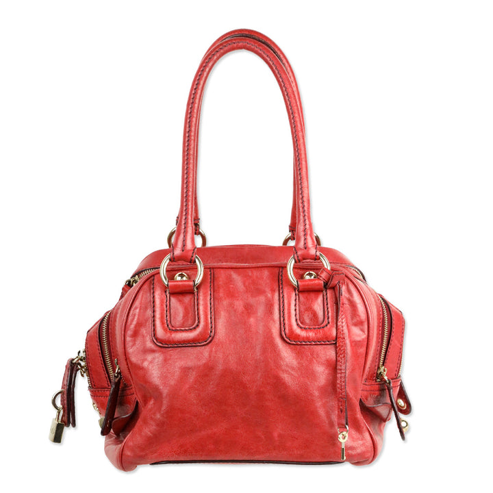 Dolce & Gabbana Lily Red Leather Zipper Doctor Bag