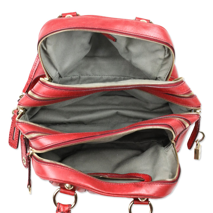 Dolce & Gabbana Lily Red Leather Zipper Doctor Bag