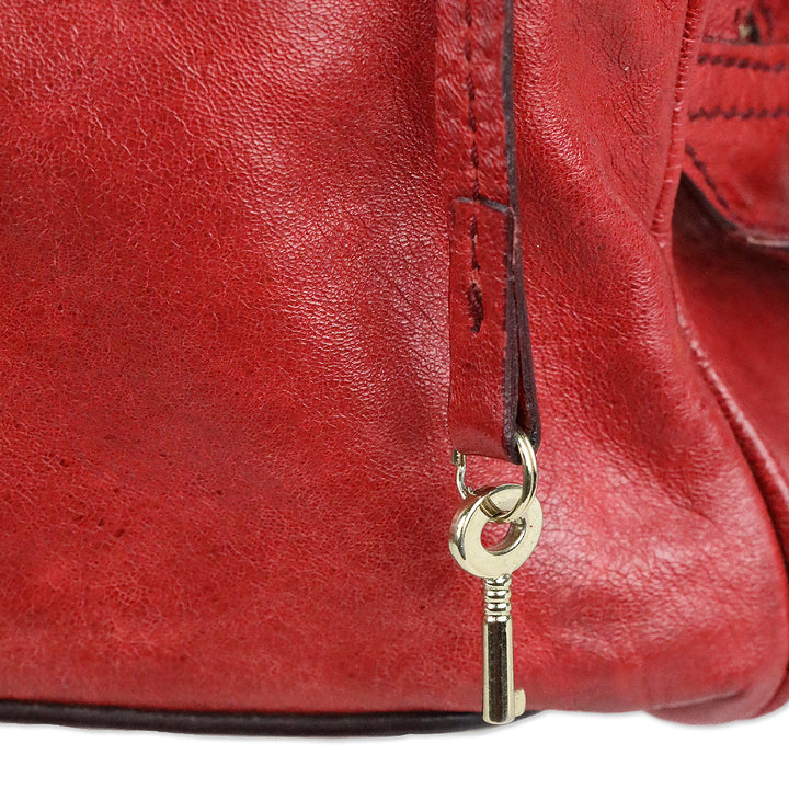 Dolce & Gabbana Lily Red Leather Zipper Doctor Bag