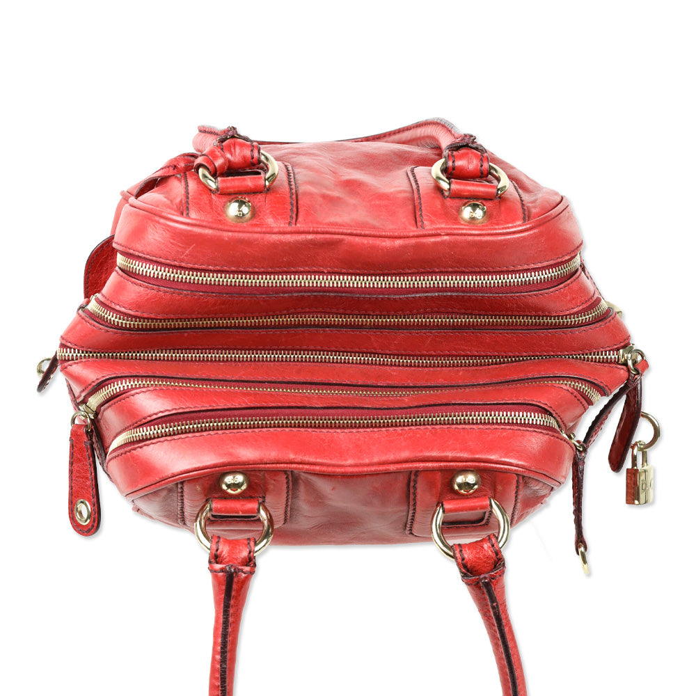Dolce & Gabbana Lily Red Leather Zipper Doctor Bag