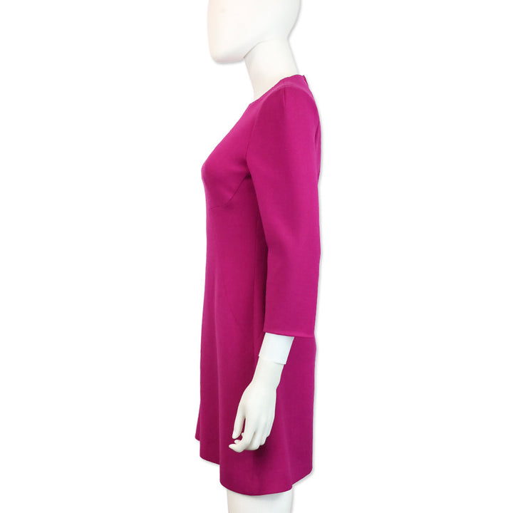 Dolce & Gabbana Magenta Long Sleeve Scoop Neck Midi Dress