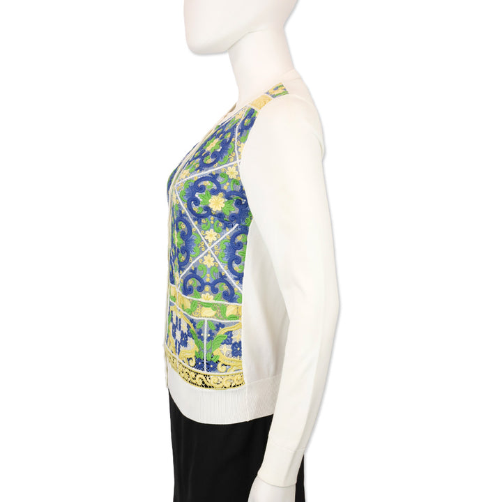 Dolce & Gabbana Majolica Lace White Silk-Blend Cardigan