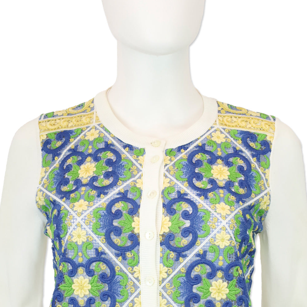 Dolce & Gabbana Majolica Lace White Silk-Blend Cardigan