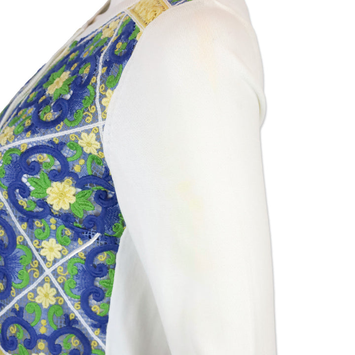 Dolce & Gabbana Majolica Lace White Silk-Blend Cardigan