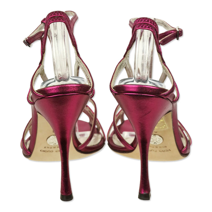Dolce & Gabbana Metallic Fuchsia Nappa Leather Strappy Sandal