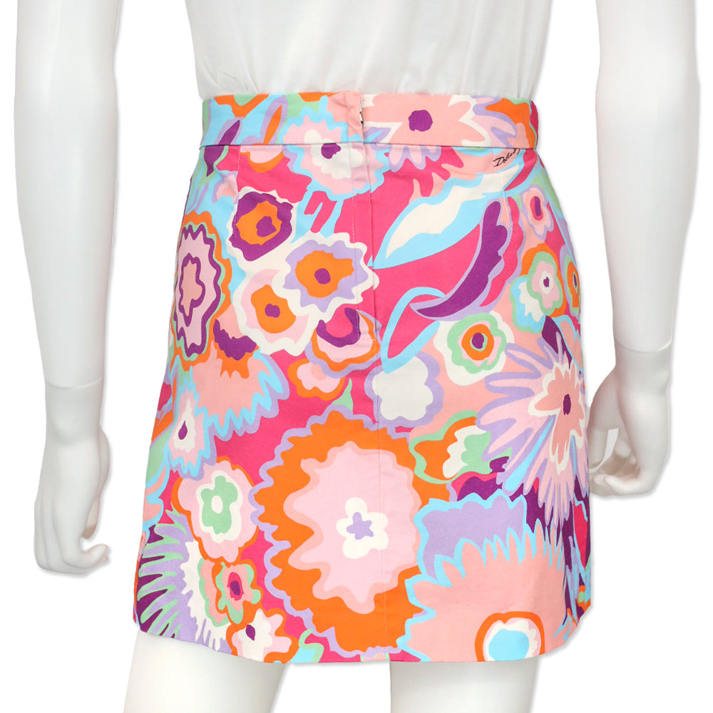Dolce & Gabbana Multicolor Abstract Floral Crystal Double-Breasted Mini Skirt