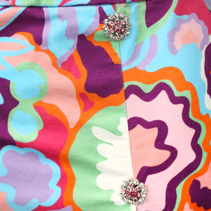 Dolce & Gabbana Multicolor Abstract Floral Crystal Double-Breasted Mini Skirt