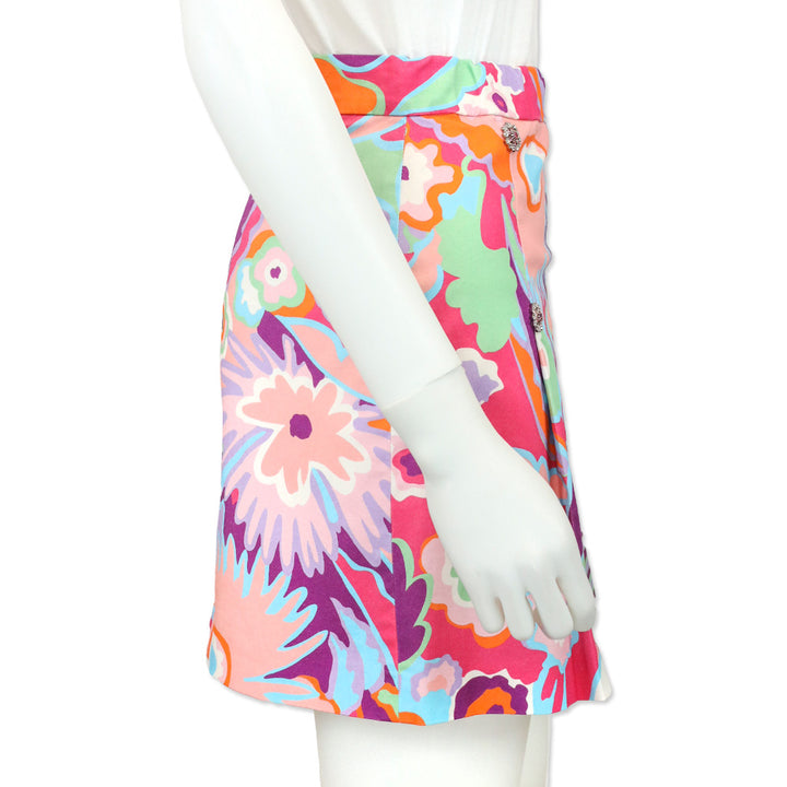 Dolce & Gabbana Multicolor Abstract Floral Crystal Double-Breasted Mini Skirt