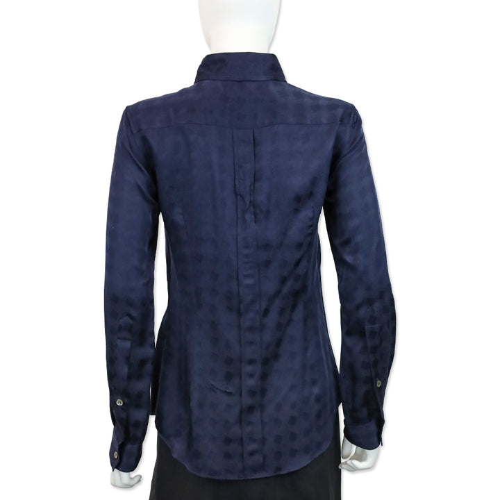 Dolce & Gabbana Navy Geometric Silk Button Up Shirt