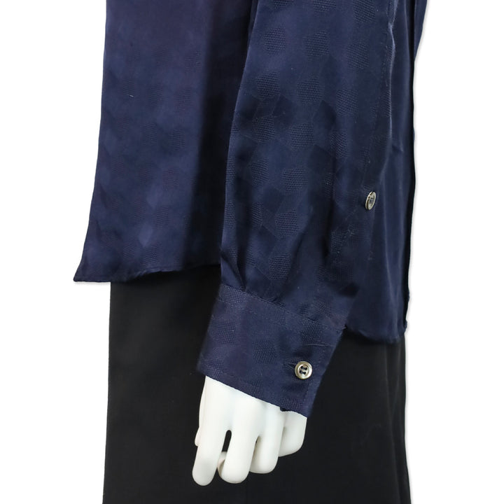 Dolce & Gabbana Navy Geometric Silk Button Up Shirt