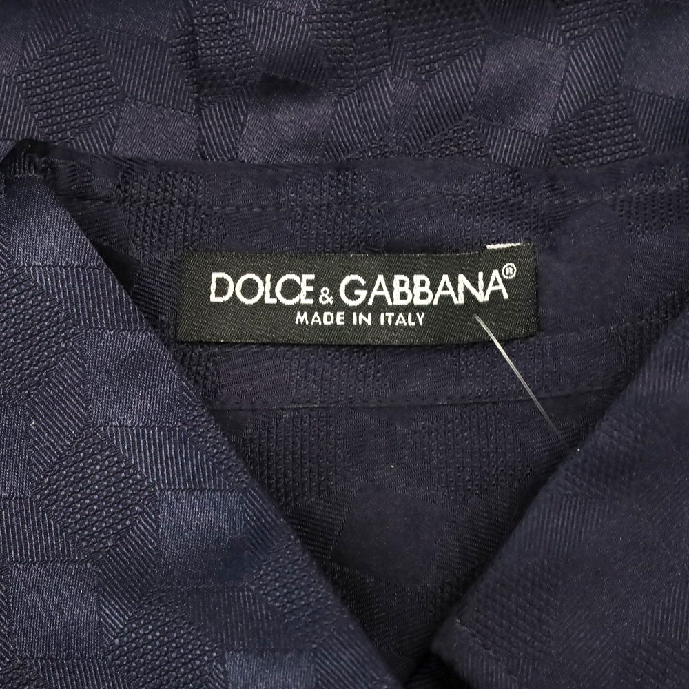 Dolce & Gabbana Navy Geometric Silk Button Up Shirt