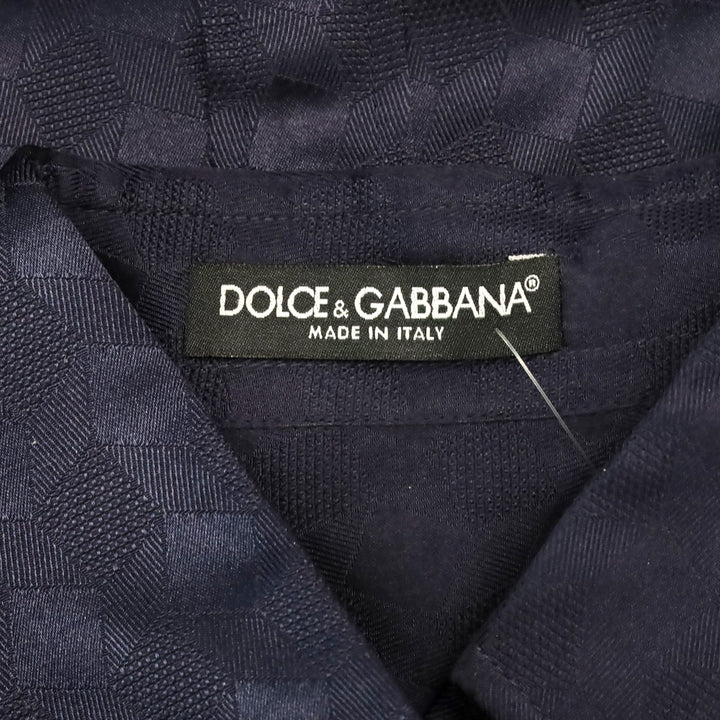 Dolce & Gabbana Navy Geometric Silk Button Up Shirt