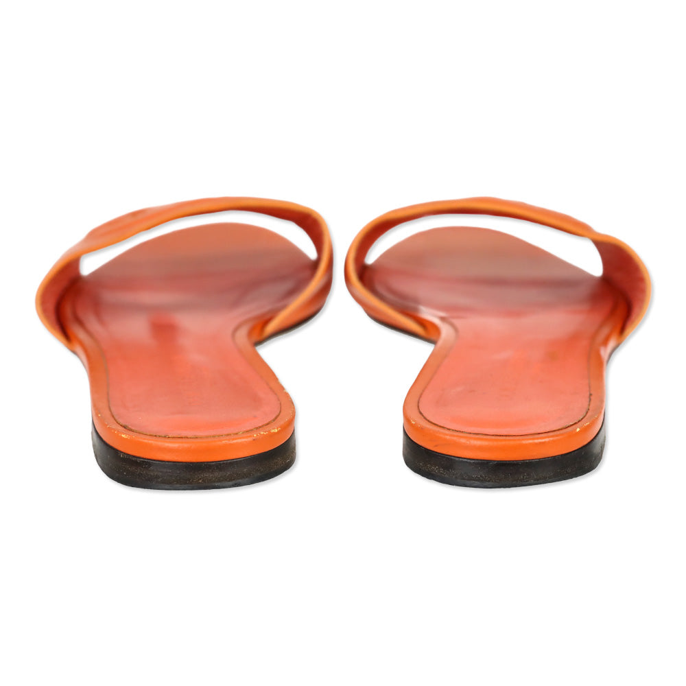 Dolce & Gabbana Orange Calfskin Sliders with DG logo