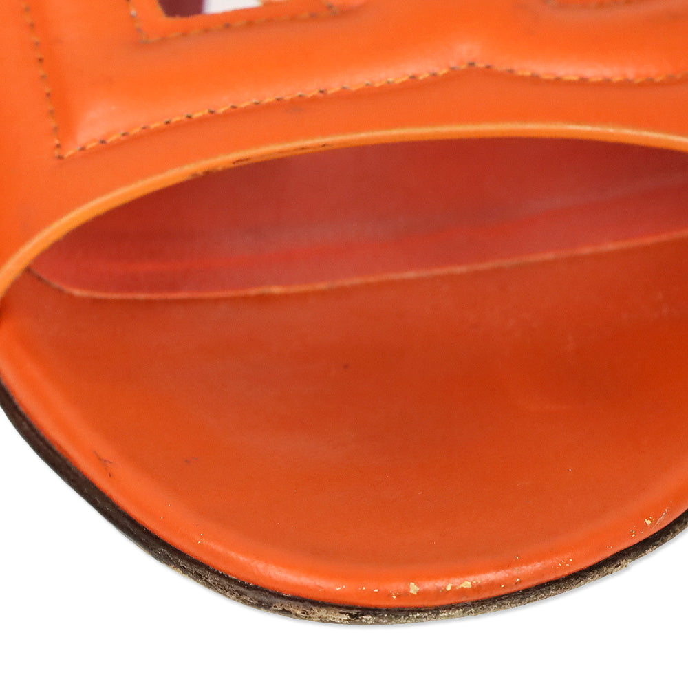Dolce & Gabbana Orange Calfskin Sliders with DG logo