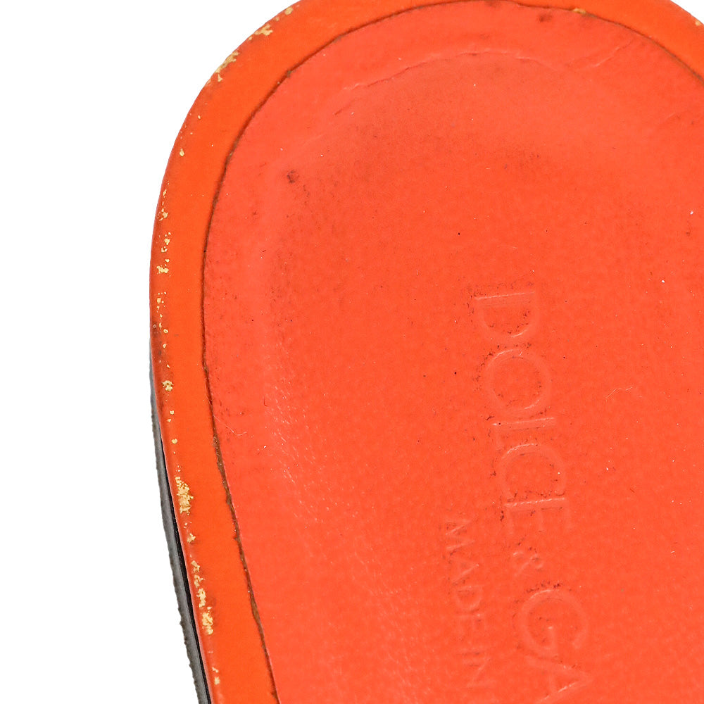 Dolce & Gabbana Orange Calfskin Sliders with DG logo