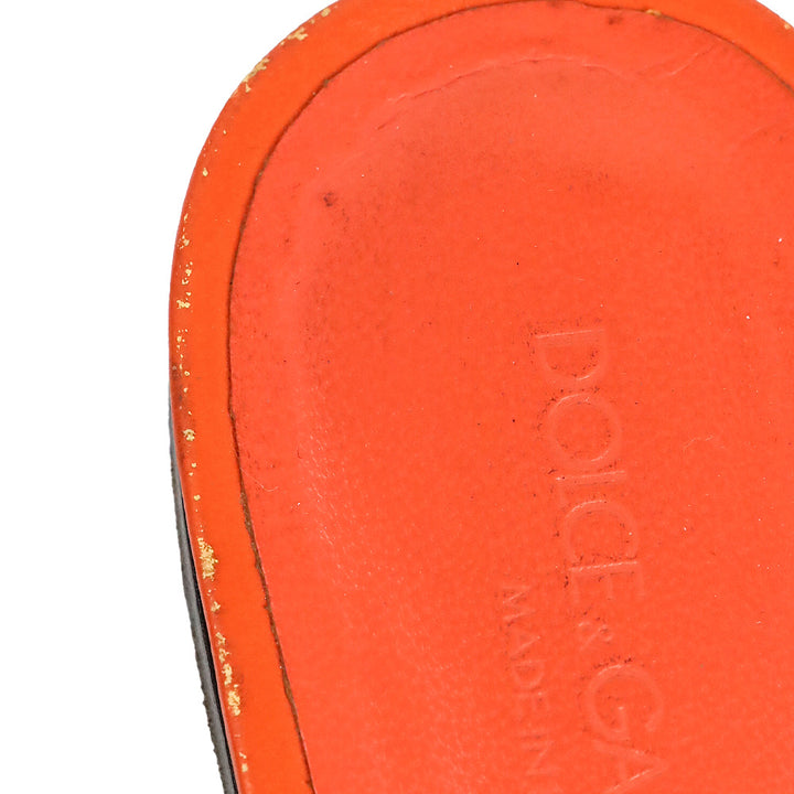 Dolce & Gabbana Orange Calfskin Sliders with DG logo