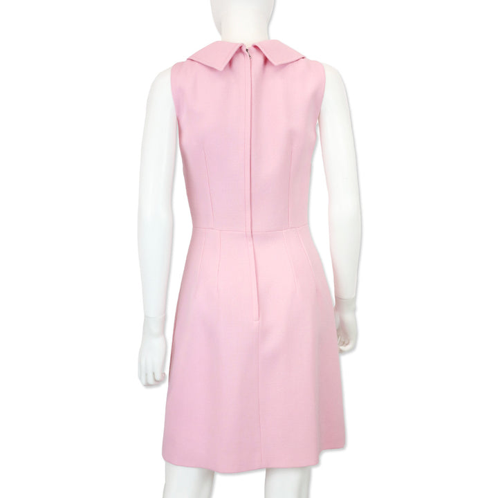 Dolce & Gabbana Pink Wool Lily Flower Embellished Sleeveless Mini Dress