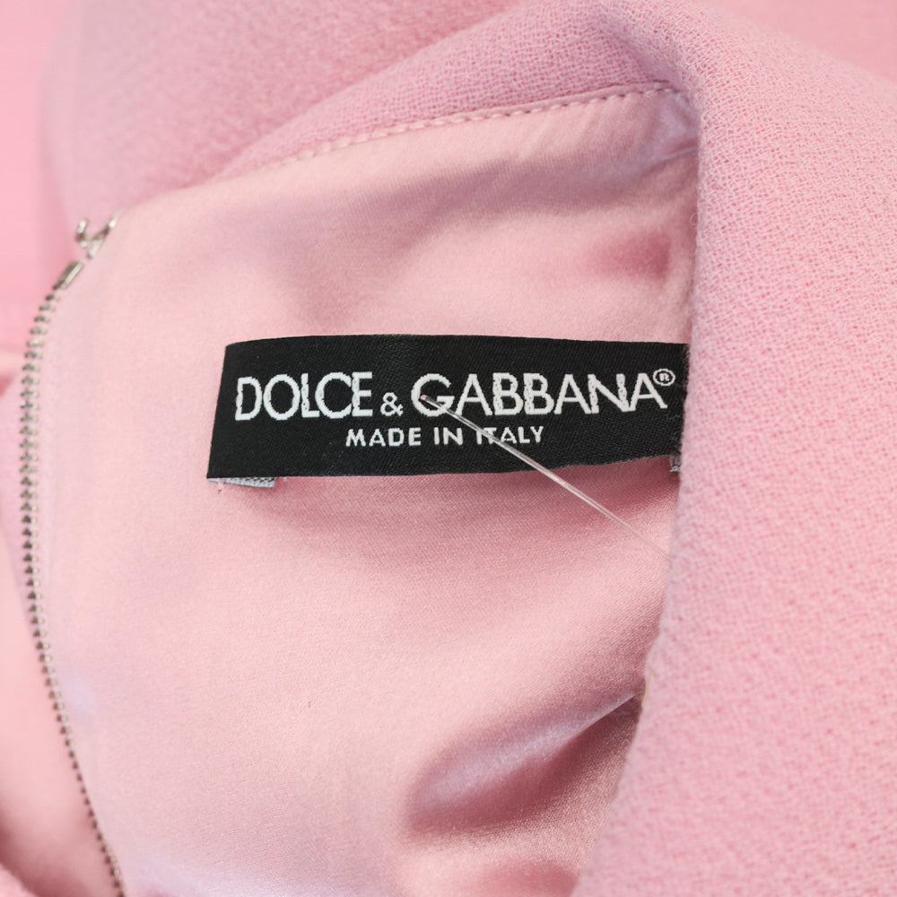 Dolce & Gabbana Pink Wool Lily Flower Embellished Sleeveless Mini Dress