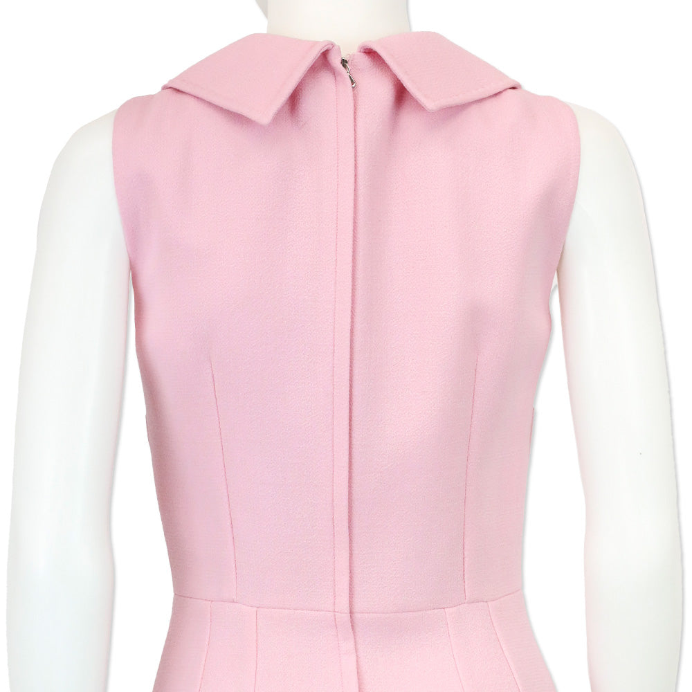 Dolce & Gabbana Pink Wool Lily Flower Embellished Sleeveless Mini Dress