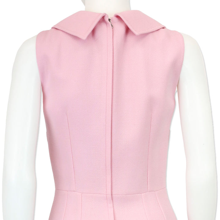 Dolce & Gabbana Pink Wool Lily Flower Embellished Sleeveless Mini Dress