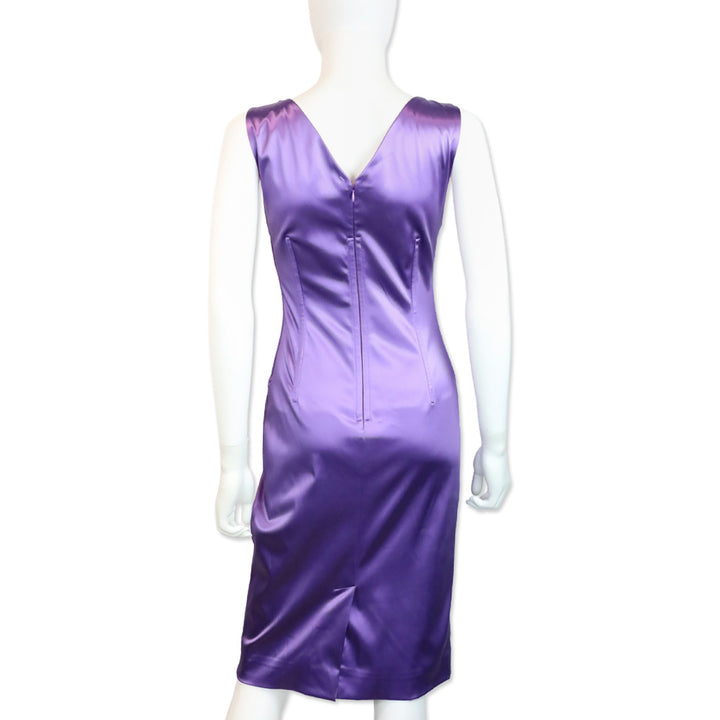 Dolce & Gabbana Purple Satin Sleeveless Scoop Neck Midi Dress