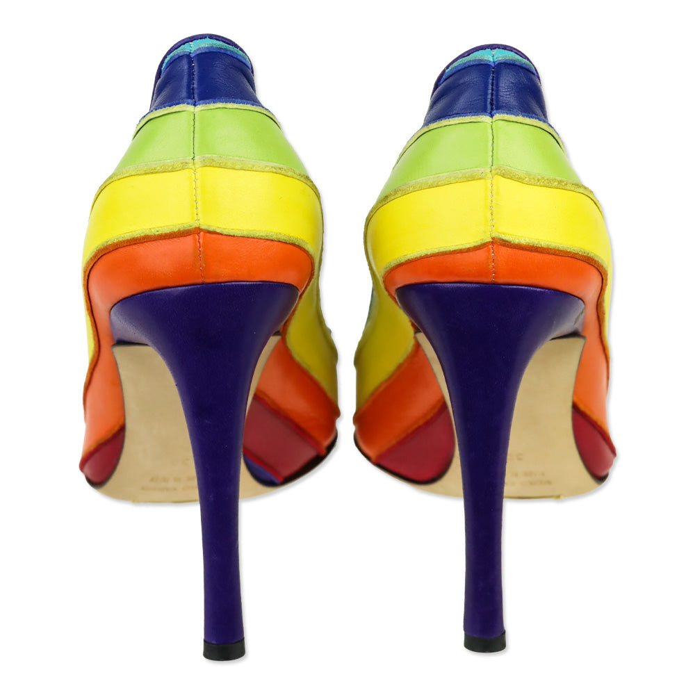 Dolce & Gabbana Rainbow Striped Leather Pointed Toe Pumps