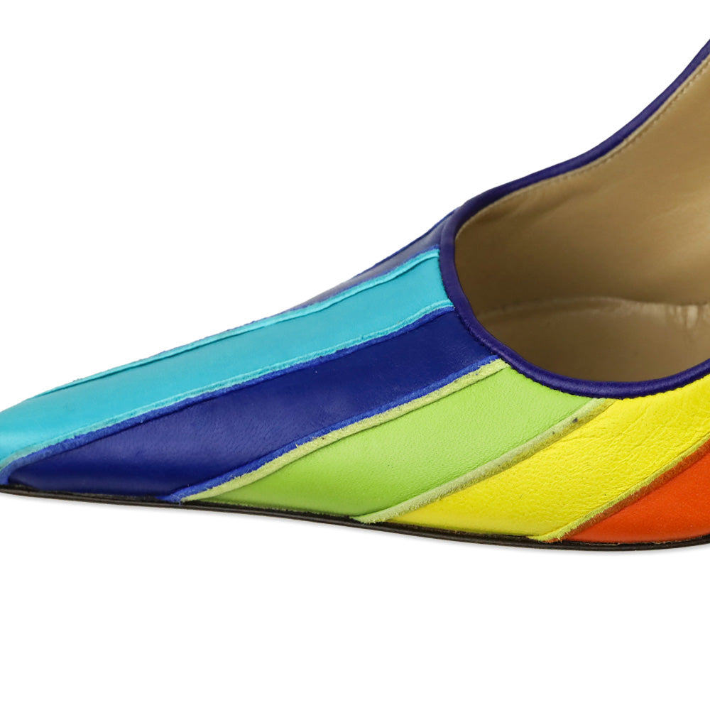 Dolce & Gabbana Rainbow Striped Leather Pointed Toe Pumps