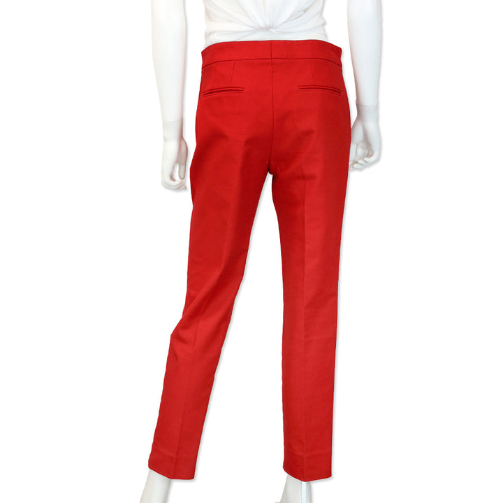 Dolce & Gabbana Red Cotton Canvas Straight Leg Mid-Rise Pants
