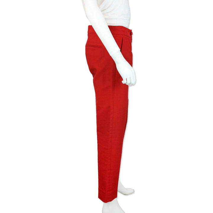 Dolce & Gabbana Red Cotton Canvas Straight Leg Mid-Rise Pants