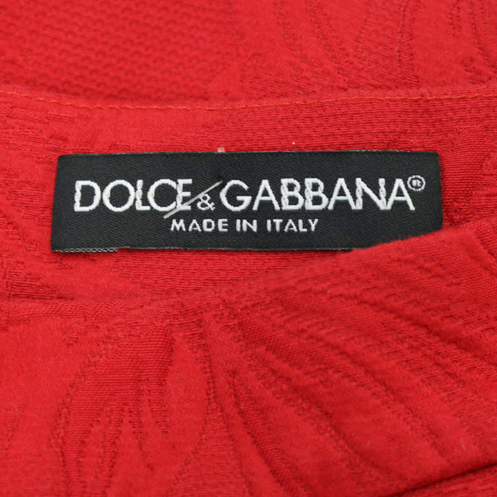 Dolce & Gabbana Red Floral Jacquard Cotton Pleated Flared Mini Skirt