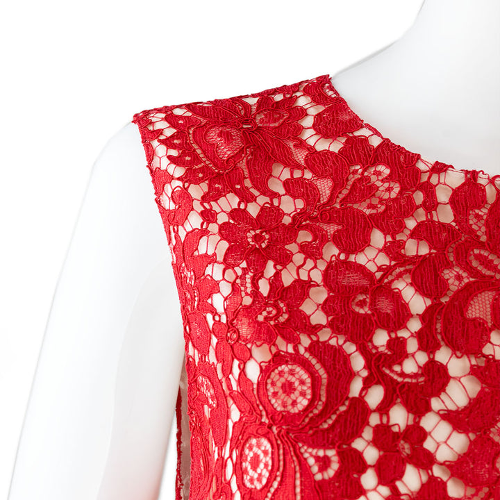 Dolce & Gabbana Red Lace Sleeveless Top