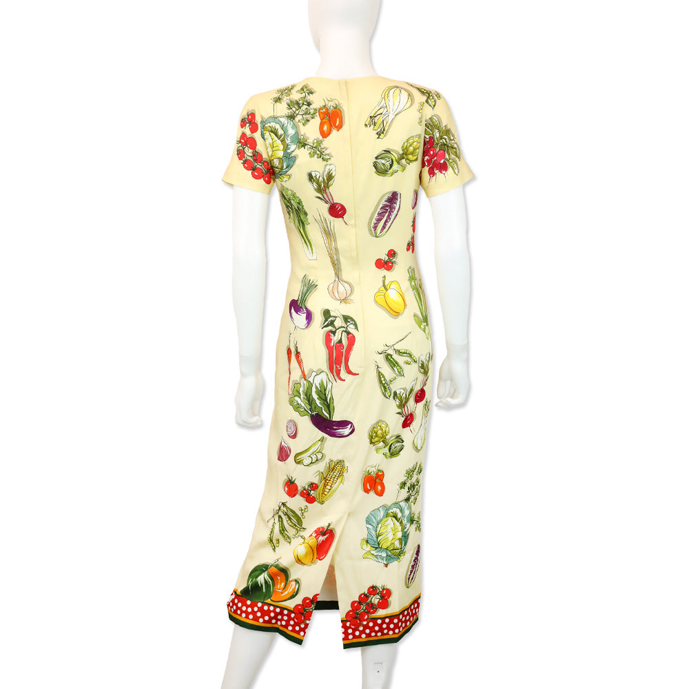 Dolce & Gabbana Vegetable-Print Charmeuse Midi Dress