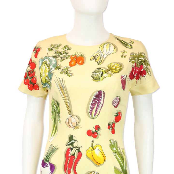 Dolce & Gabbana Vegetable-Print Charmeuse Midi Dress