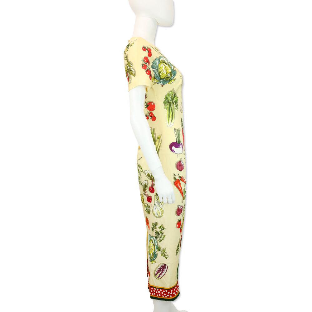 Dolce & Gabbana Vegetable-Print Charmeuse Midi Dress