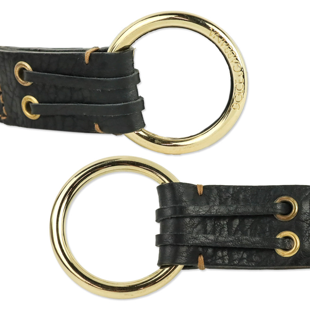 Dolce & Gabbana Vintage Equestrian-style Brown Leather O-Ring Belt