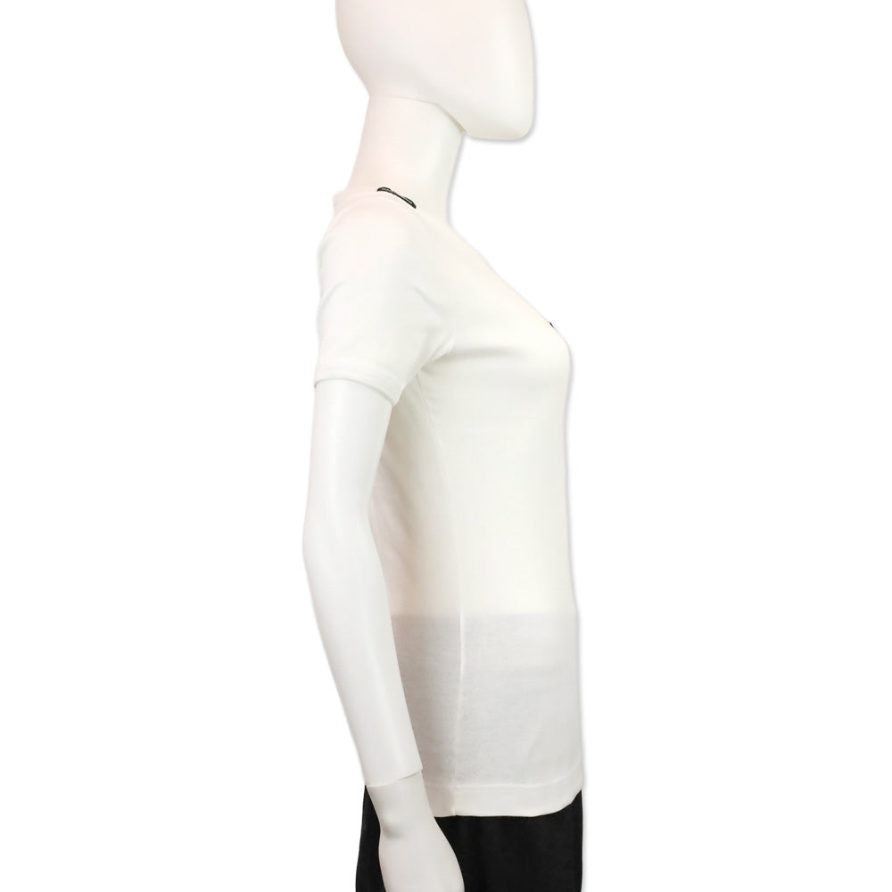 Dolce & Gabbana White Crystal Cross T-Shirt Top
