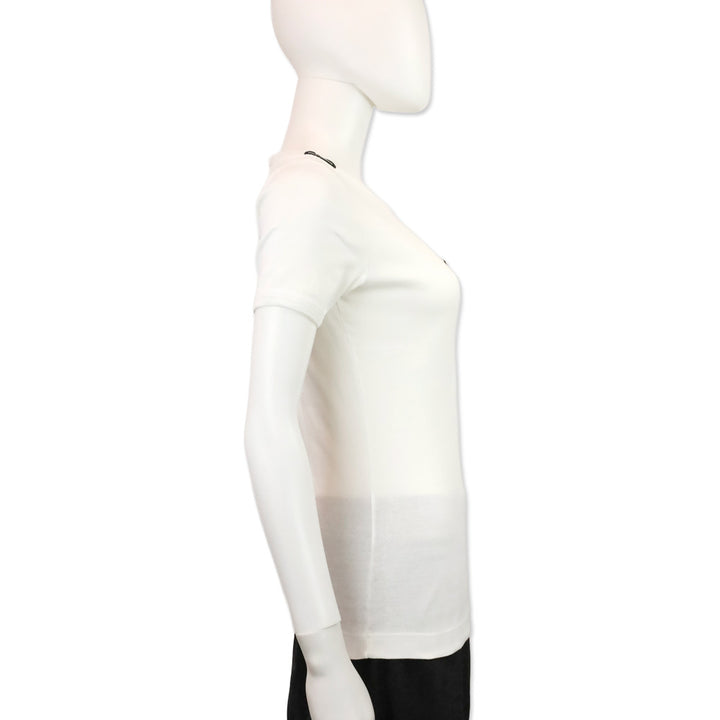Dolce & Gabbana White Crystal Cross T-Shirt Top