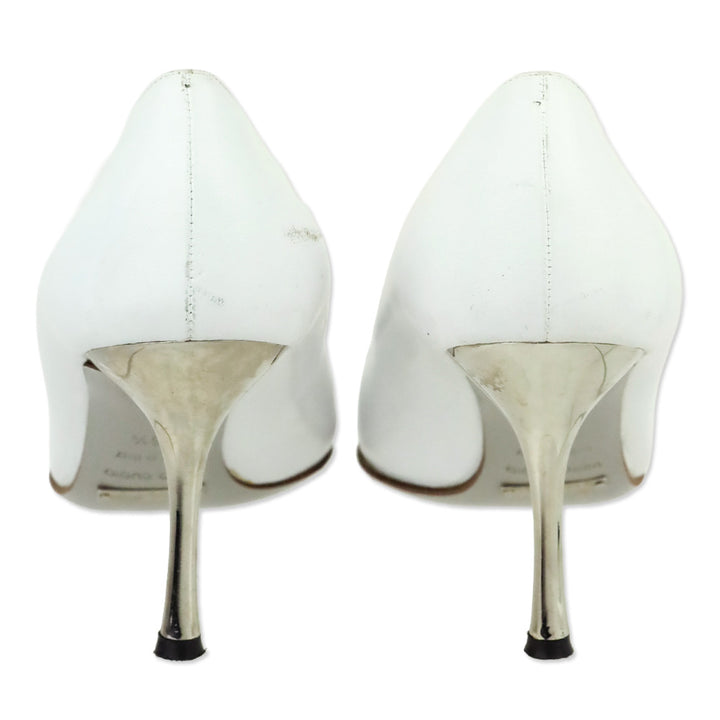 Dolce & Gabbana White Leather Pointed Toe Pumps