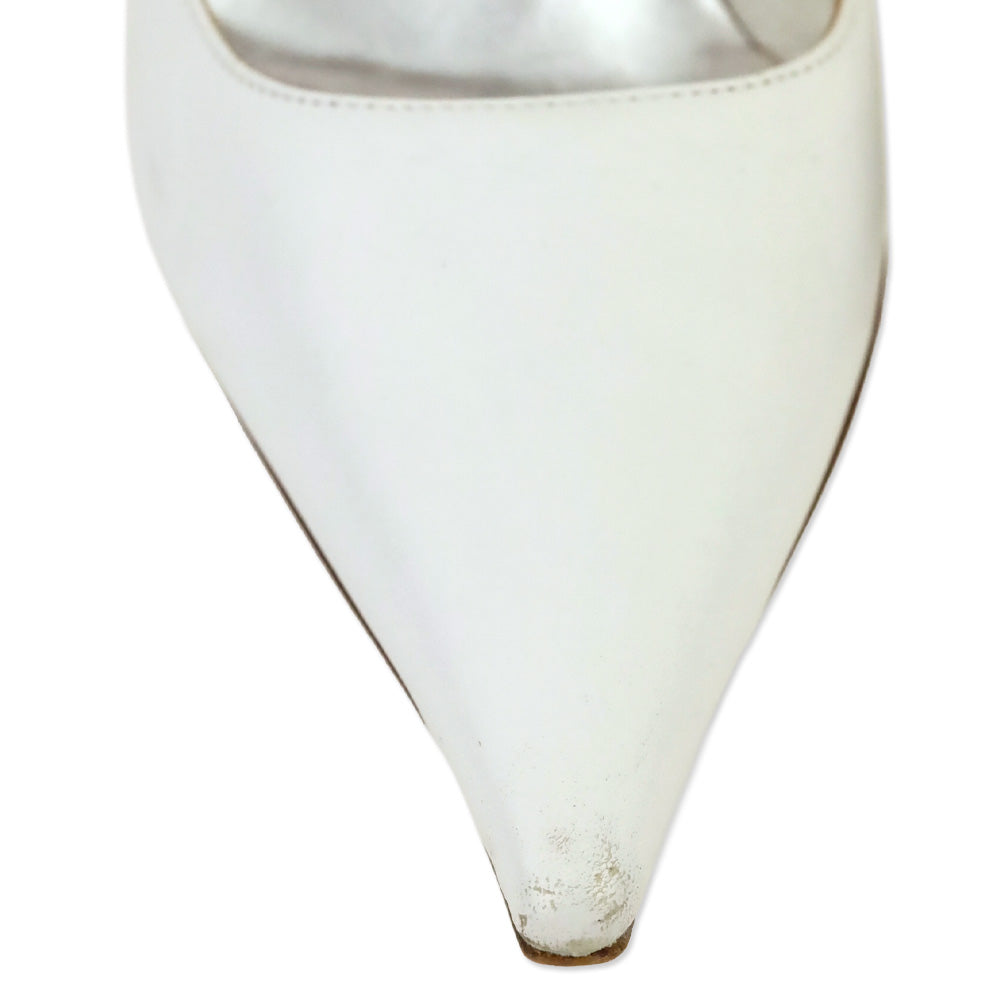 Dolce & Gabbana White Leather Pointed Toe Pumps