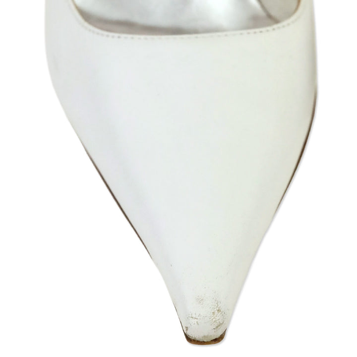 Dolce & Gabbana White Leather Pointed Toe Pumps