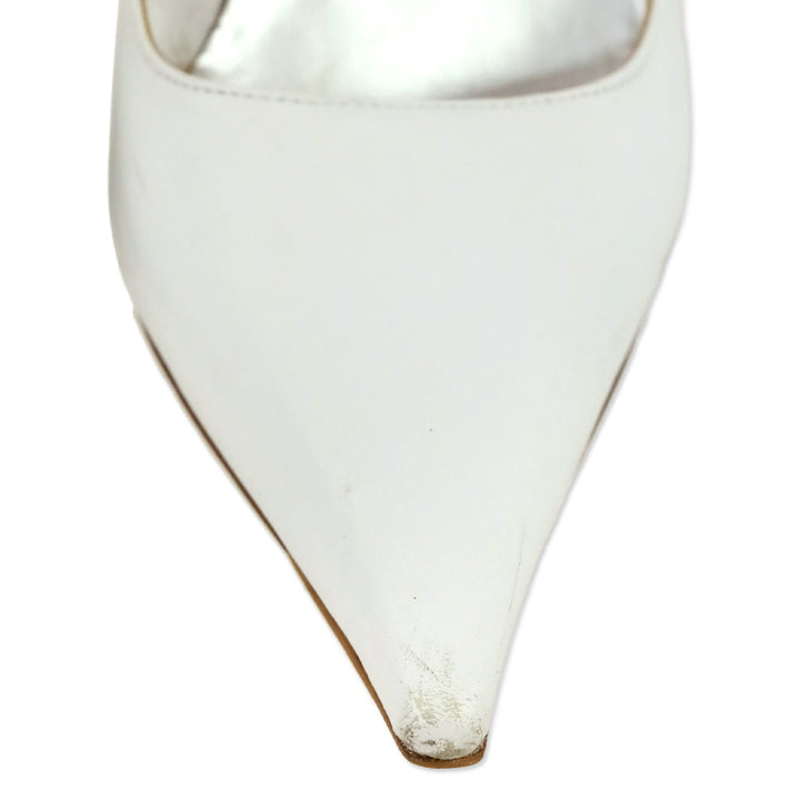 Dolce & Gabbana White Leather Pointed Toe Pumps
