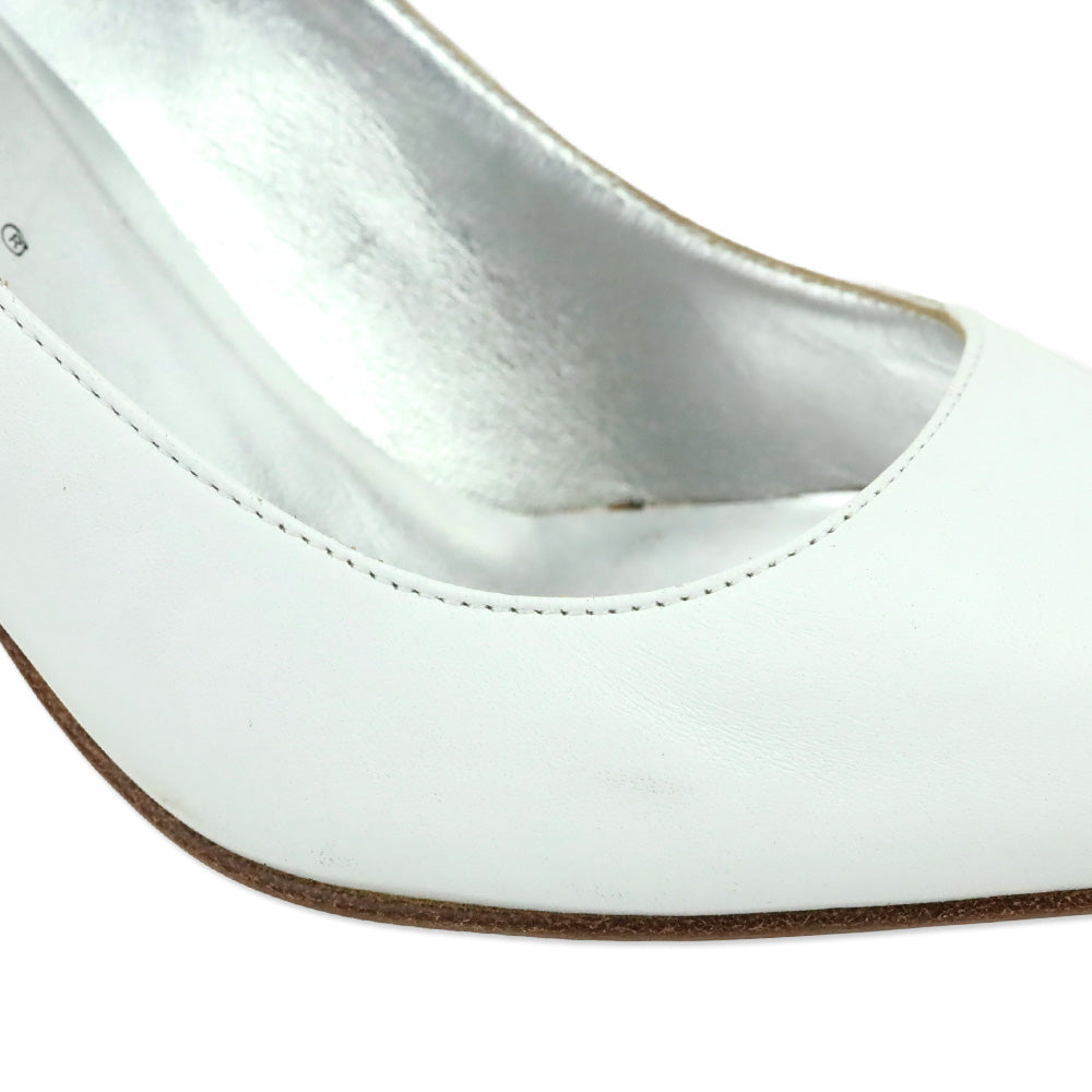 Dolce & Gabbana White Leather Pointed Toe Pumps