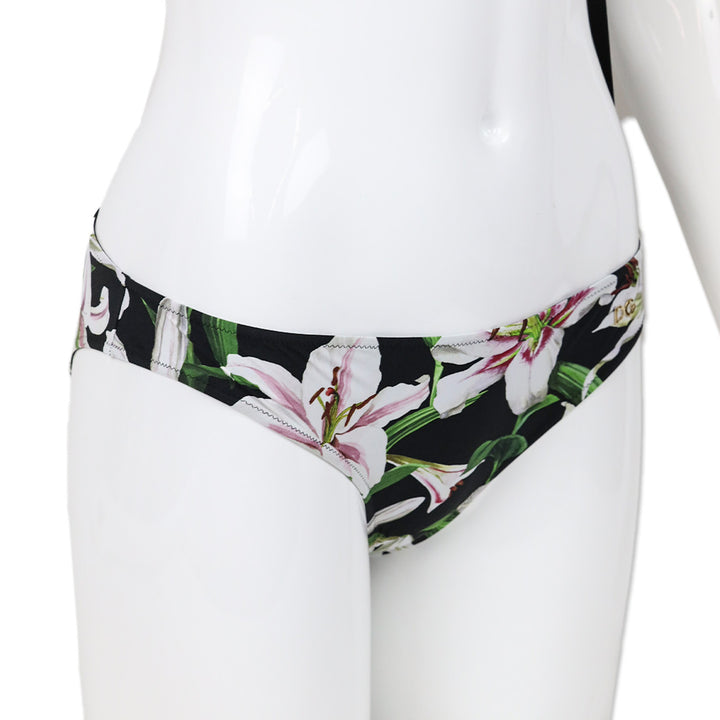 Dolce & Gabbana White Lily Print Bikini Bottom